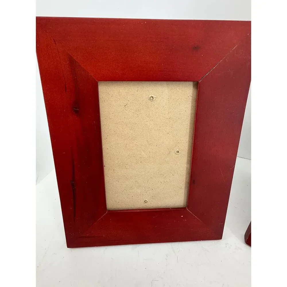 Wood Picture Frame Lot 4 Red Cherry Mahogany Tone 5x7 4x6 Oval Tabletop Decor
